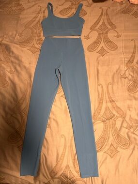 Beach Riot Sky Blue Ribbed Legging & Crop Tank Set